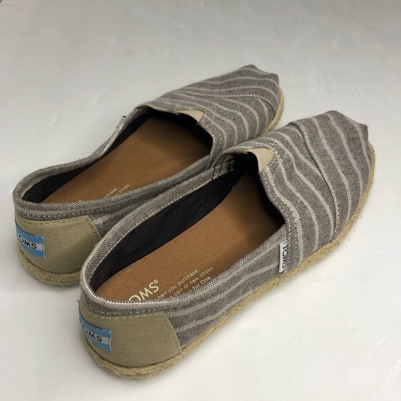Toms Alpargata grey and white strip Canvas Size 8 - Picture 13 of 14